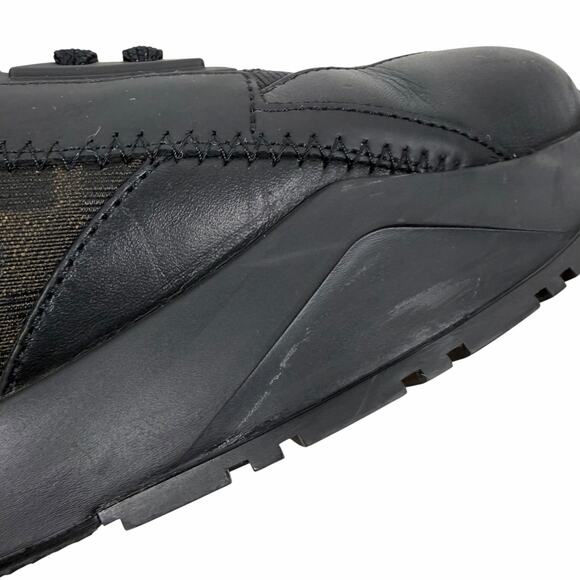 Fendi Flow Sneaker Zucca FF Logo Monogram Black Leather Size 9/ US 10